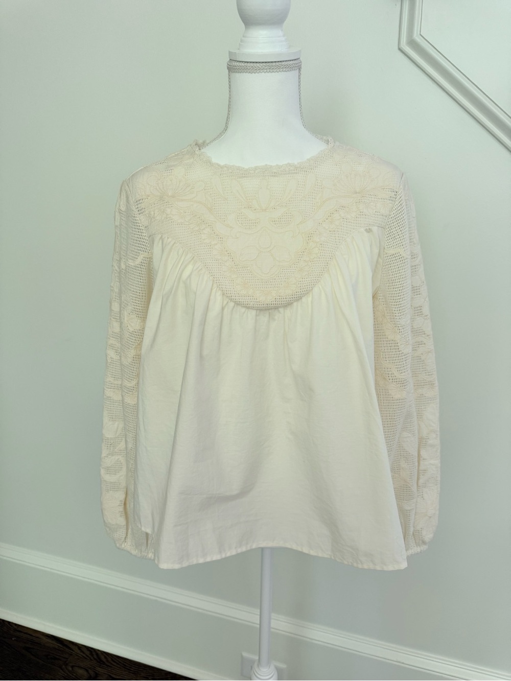 TUCKERNUCK Ivory Patchwork Embroidered Cressida Blouse - size small - Picture 9 of 12